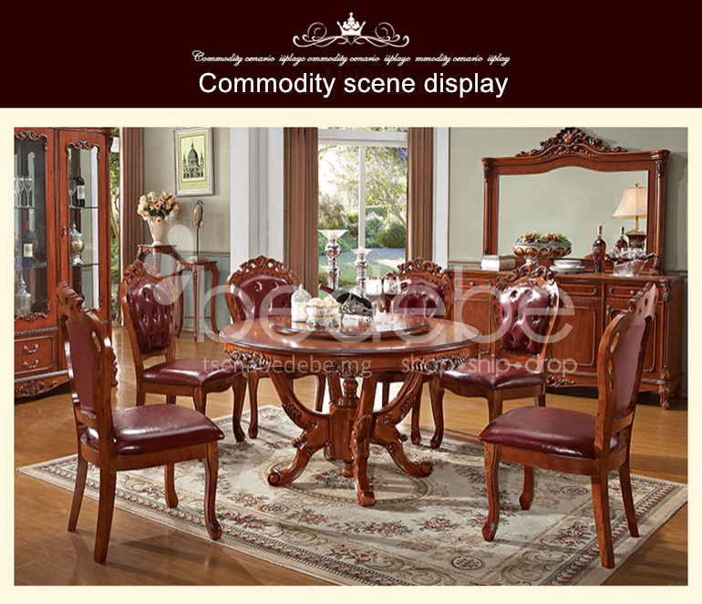 European Classical Dining Table, Hand Carved Dining Room Table Chairs